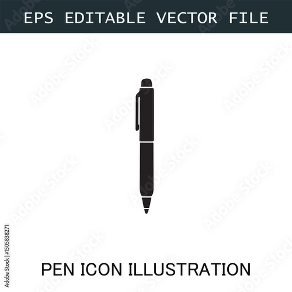 Obraz Pen Icon Logo Vector Image in Black and White for Stationery Branding and Graphic Design

