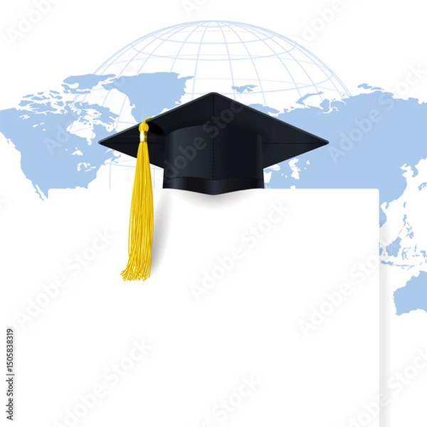 Obraz Graduation Cap and White Diploma Sheet