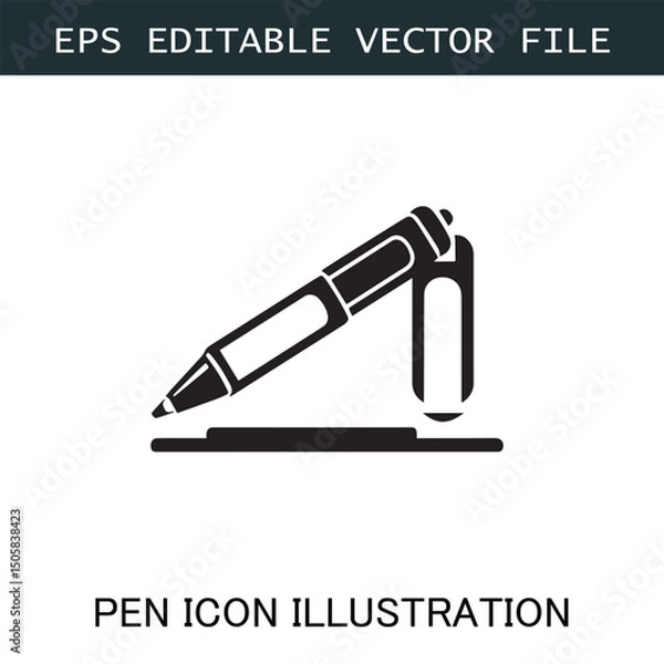 Obraz Pen Icon Logo Vector Image in Black and White for Stationery Branding and Graphic Design

