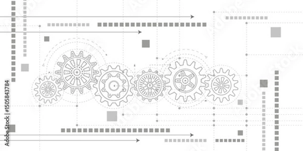 Fototapeta Gears. Technical drawing of gear .Engineering industry. Technology background. Vector illustration.