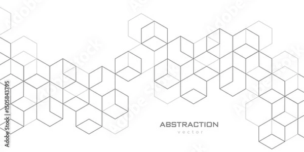 Fototapeta Technological white background. Abstract background of hexagons. Futuristic digital hi-technology banner. Vector illustration.