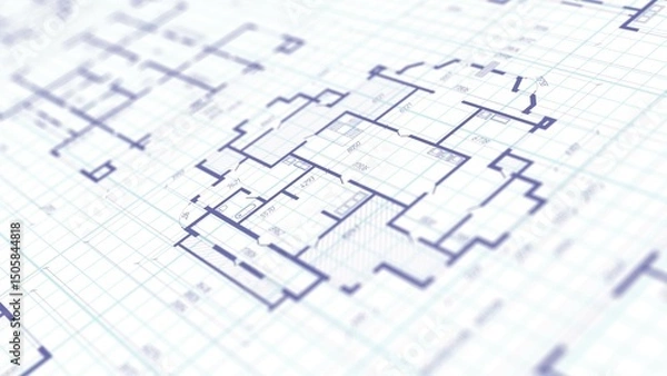Fototapeta House plan project . Technical drawing background. Engineering design .illustration.