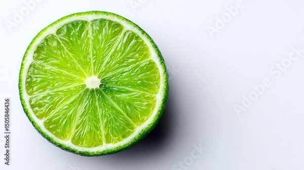 Fototapeta Close-up of a lime slice. Vibrant green citrus, juicy and fresh