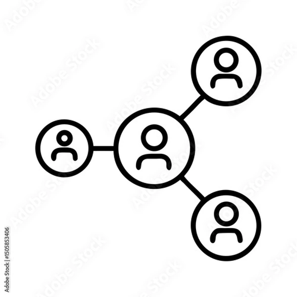 Fototapeta Connected user icons representing social network relationships  