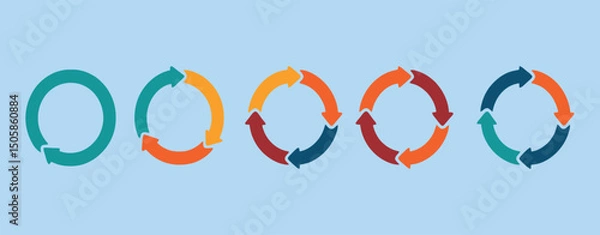 Obraz Colorful Circular Arrows Process Flowchart Diagrams