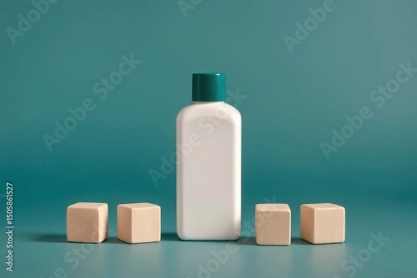 Obraz Mockup of white bottle with green cap