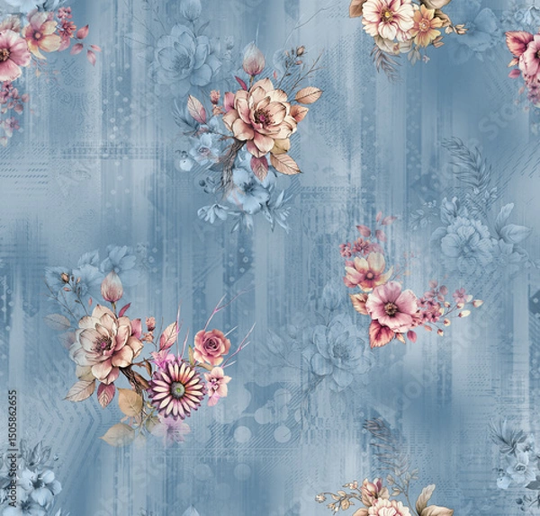 Obraz beautiful seamless flower allover design with all colour background