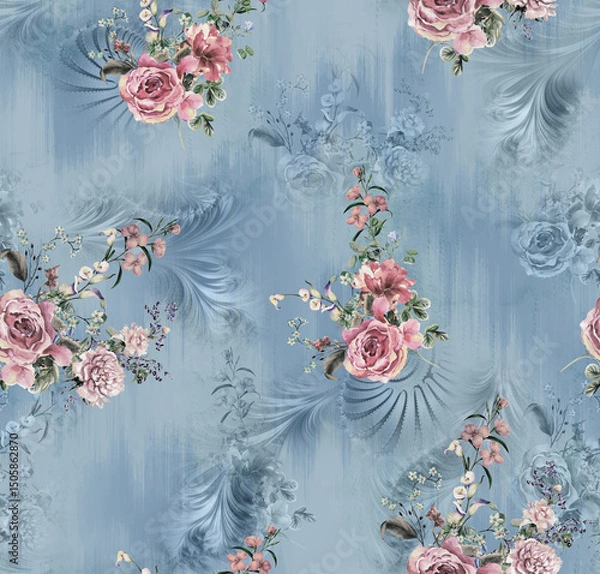 Obraz beautiful seamless flower allover design with all colour background