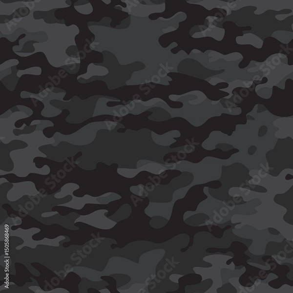 Fototapeta 
urban camouflage dark gray pattern, repeat vector background, black print