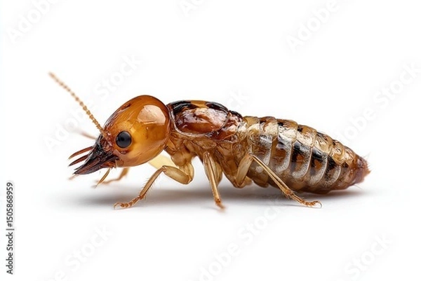 Fototapeta Close-up of a termite, showcasing its intricate details and segmented body.
