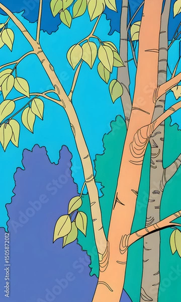 Fototapeta seamless background with trees