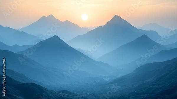 Obraz Misty Mountain Sunrise Landscape