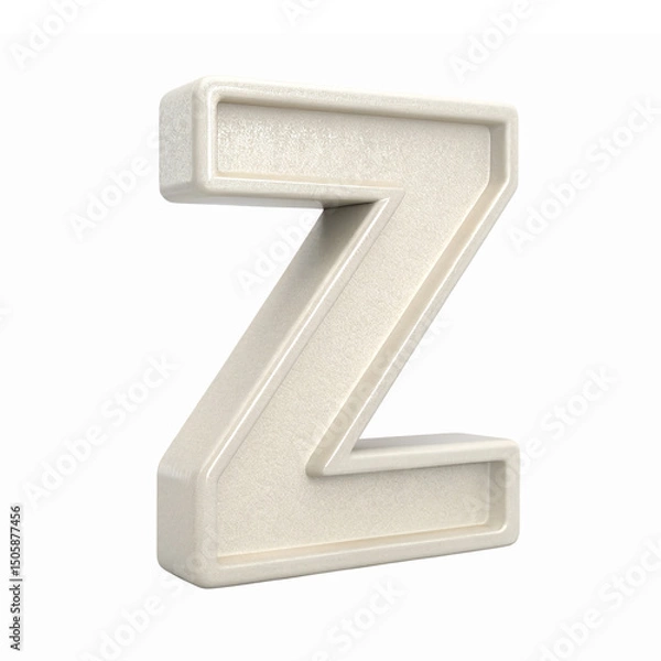 Fototapeta Three Dimensional Cream Colored Z Letter with Depth and Texture on Transparent Background