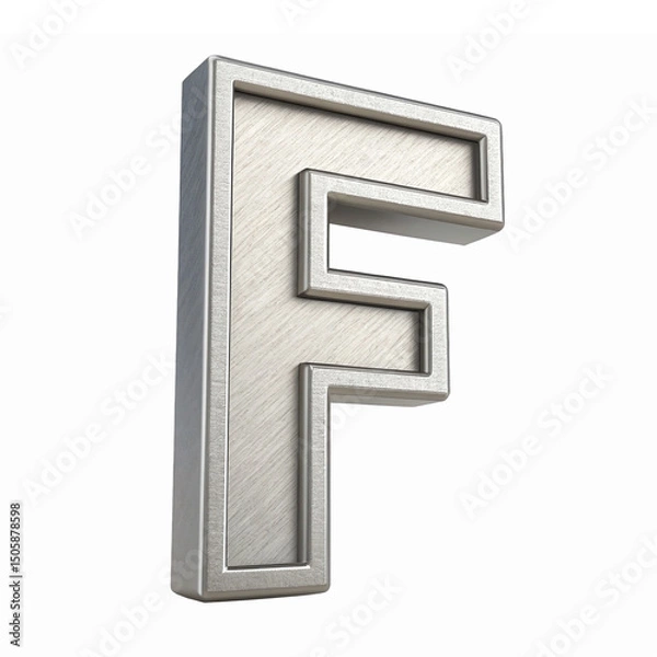 Fototapeta 3D Metallic Letter F Design with Modern Textured Finish for Creative Projects and Branding