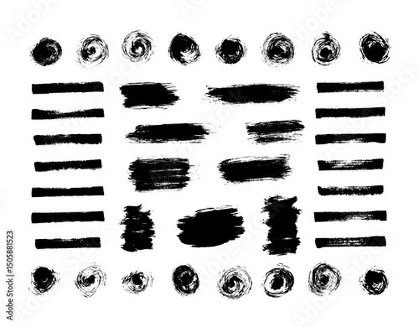 Fototapeta Huge set of brush strokes. Hand drawn scribble vector illustration. Set for your design.