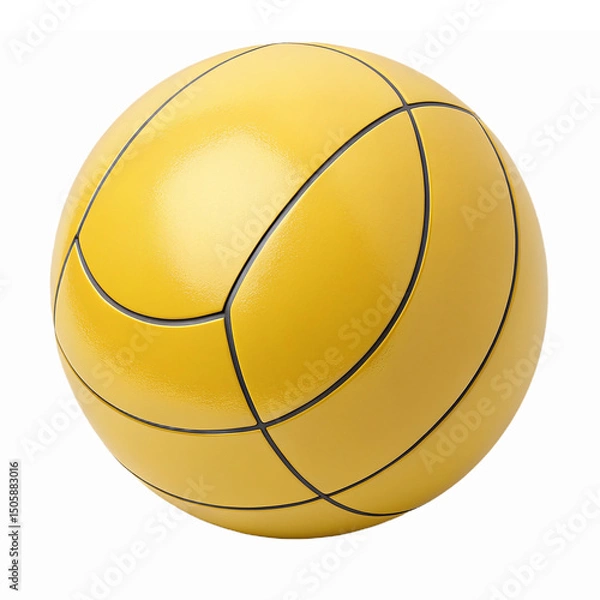 Fototapeta Yellow Basketball with Black Lines on Transparent Background for Sports and Fitness Usage