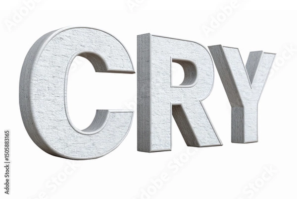 Fototapeta Three Dimensional Stone Text Cry Expressing Emotions with Transparent Background
