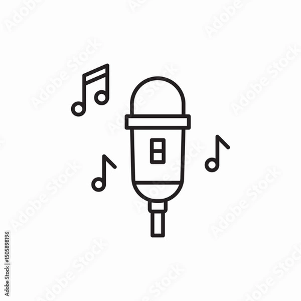 Fototapeta microphone notes singing icon sign vector
