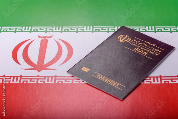 Obraz Iranian passport for travelling, flying and doing business. Iran document, id