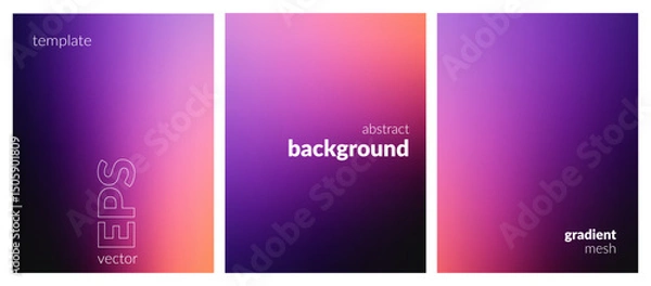 Obraz Abstract blurred background. Gradient mesh. Dark color mix. Effect luminous pink lilac black blend. Modern design template for web covers, ad banners, posters, brochures, flyers. Vector EPS