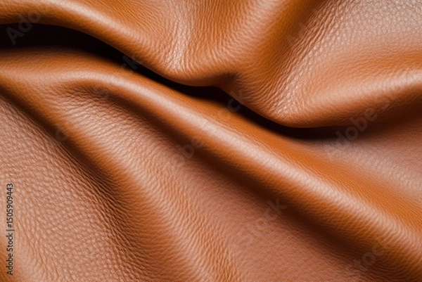 Fototapeta Close-up of Brown Leather Texture with Detailed Grain and Folds.