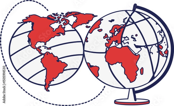 Fototapeta world map with globe