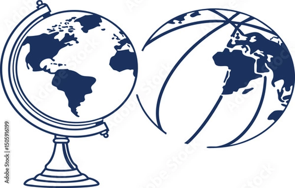 Fototapeta world map with globe