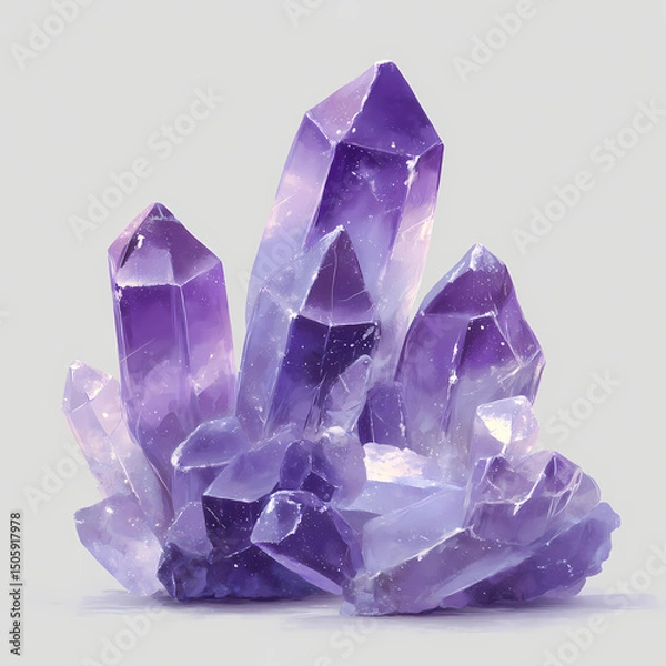 Fototapeta Close-up of a beautiful Amethyst Crystal Cluster, perfect for presentations.
