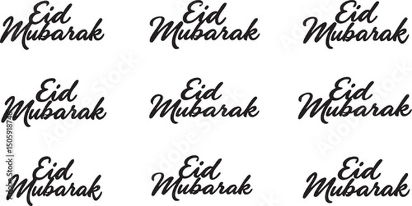 Fototapeta Silhouette Collection Set of Eid Mubarak Calligraphy Illustration