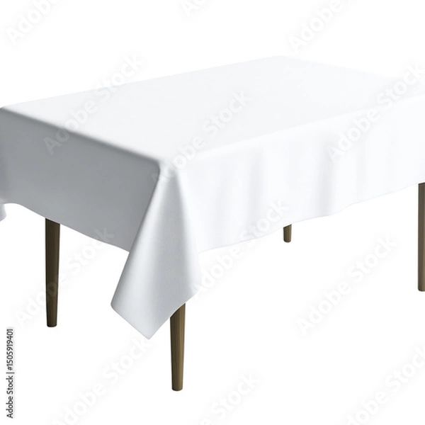 Obraz White tablecloth on a rectangular table, isolated on a transparent background (2)