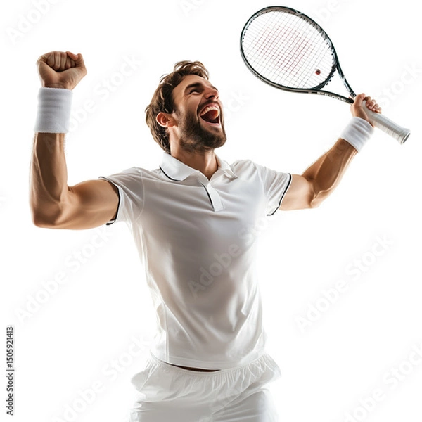 Obraz Tennis player celebrating victory, isolated on a transparent background (2)
