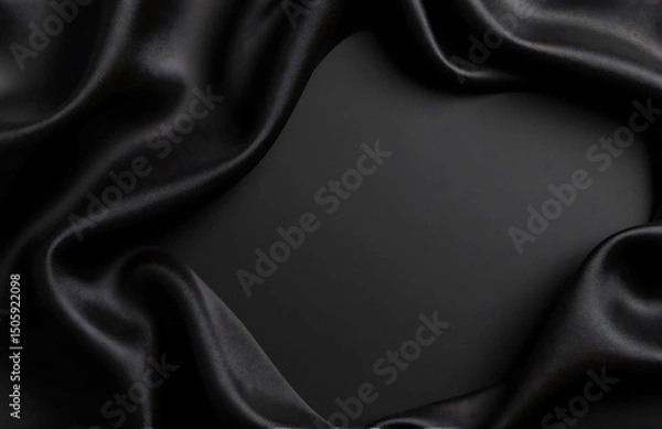 Obraz dark elegant background made black silk satin allows clean flat lay table top design space add text