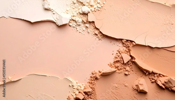 Fototapeta Smears of foundation or cream beige and nude shades beige background