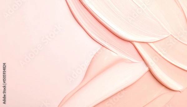 Fototapeta Pink foundation makeup creamy texture background forming lines and copy space