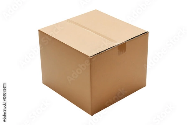 Fototapeta Simple shipping Brown Cardboard Box isolated on transparent background
