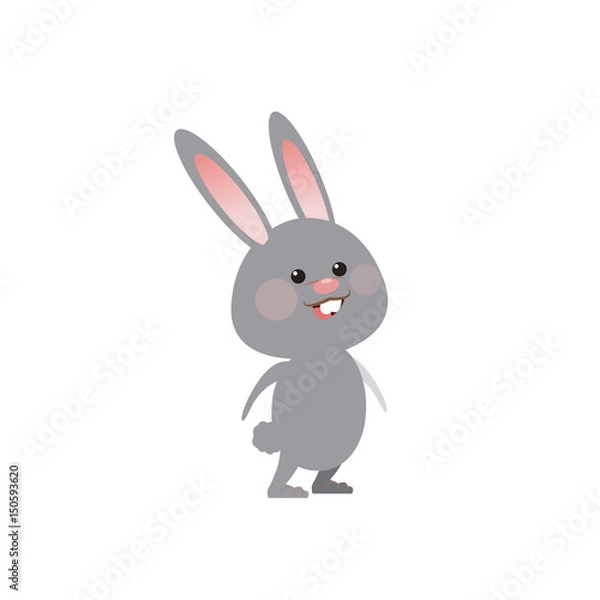 Fototapeta cute gray bunny easter concept vector illustration