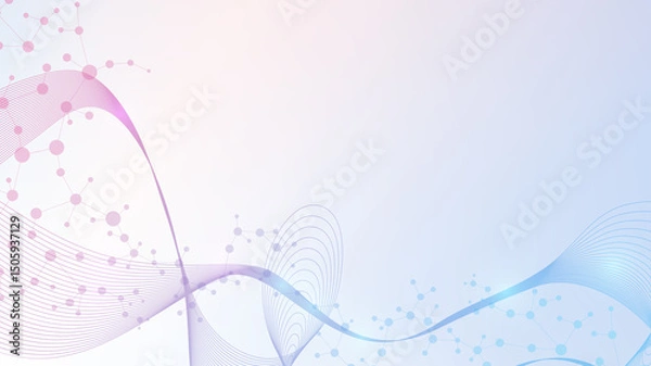 Obraz Structure molecule and communication. Dna, atom, neurons. Scientific concept for your design. Connected lines with dots. Medical, technology, chemistry, science background.  illustration