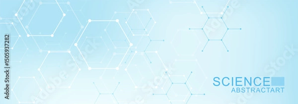 Obraz Abstract technology connect background lines and dots with hexagons. Modern hexagons technology concept design background. Vector illustration.
