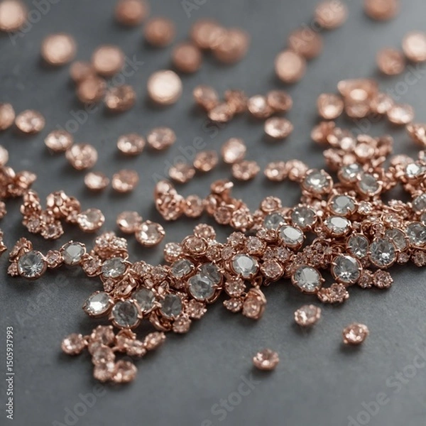 Obraz Rose gold sparkle details under soft focus on neutral gray.