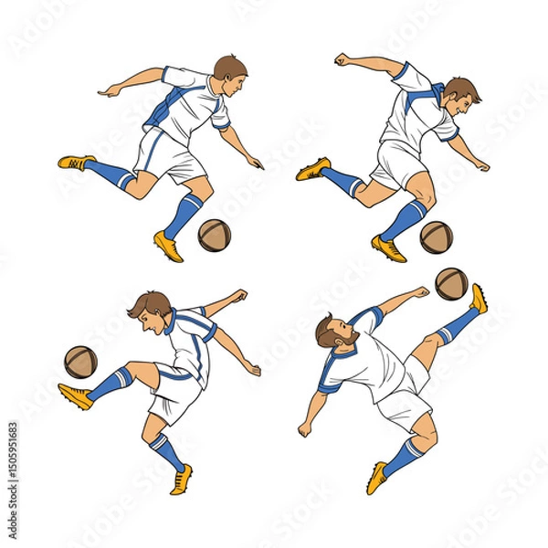 Obraz Dynamic Soccer Players in Action with Blue Accents