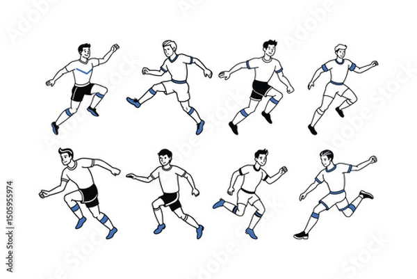 Obraz Dynamic Soccer Players in Action with Blue Accents