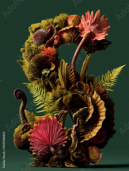 Fototapeta Pre-historical plants, arranged in a sculptural, surreal composition