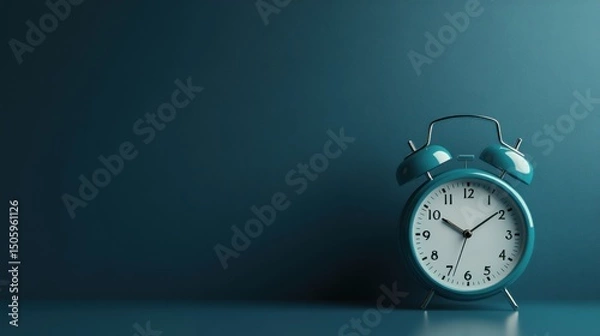 Obraz a blue alarm clock sitting on a table