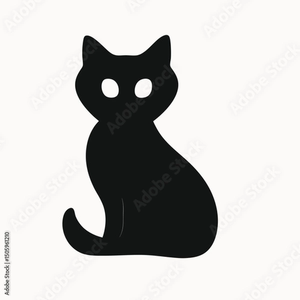 Fototapeta Silhouette of a Black Cat Simple, Elegant, and Mysterious Feline Illustration