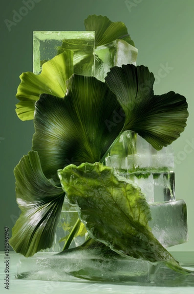 Fototapeta Pre-historical plants, arranged in a sculptural, surreal composition