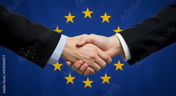 Obraz Business handshake in front of European Union flag