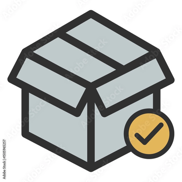 Obraz Package box for delivery with check mark icon for quality check pass and ready for delivery.