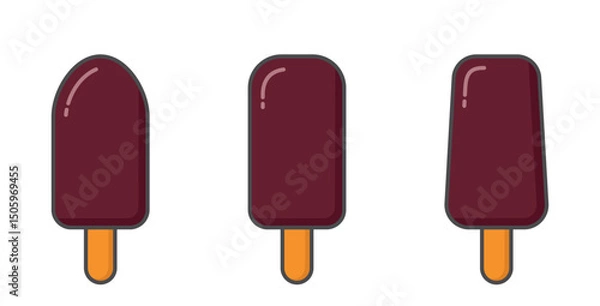 Obraz Chocolate ice creams. Cold desserts and summer foods. Isolated vector images
