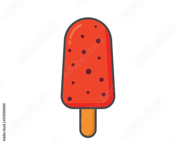 Obraz Fruity ice lolly with chocolate sprinkles. Ice cream, cold fruity dessert and summer food. Isolated vector image