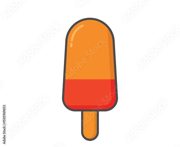 Obraz Yellow red ice lolly. Ice cream, cold fruity dessert and summer food. Isolated vector image